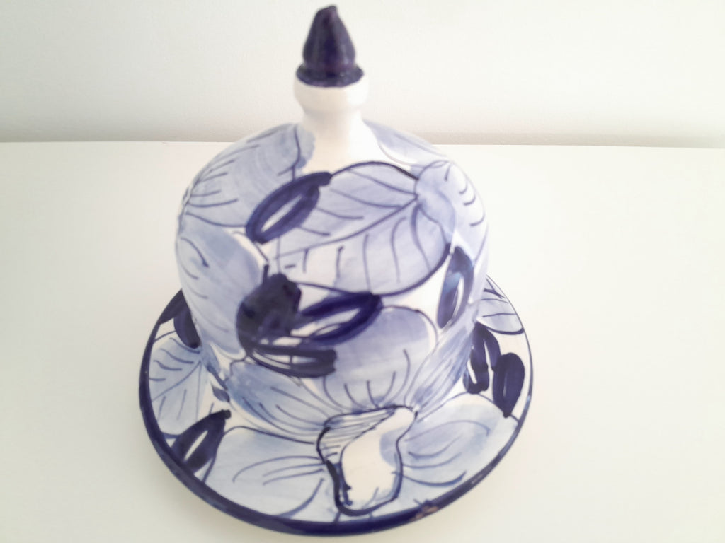 Pot vintage fleurs bleues- Ref 009