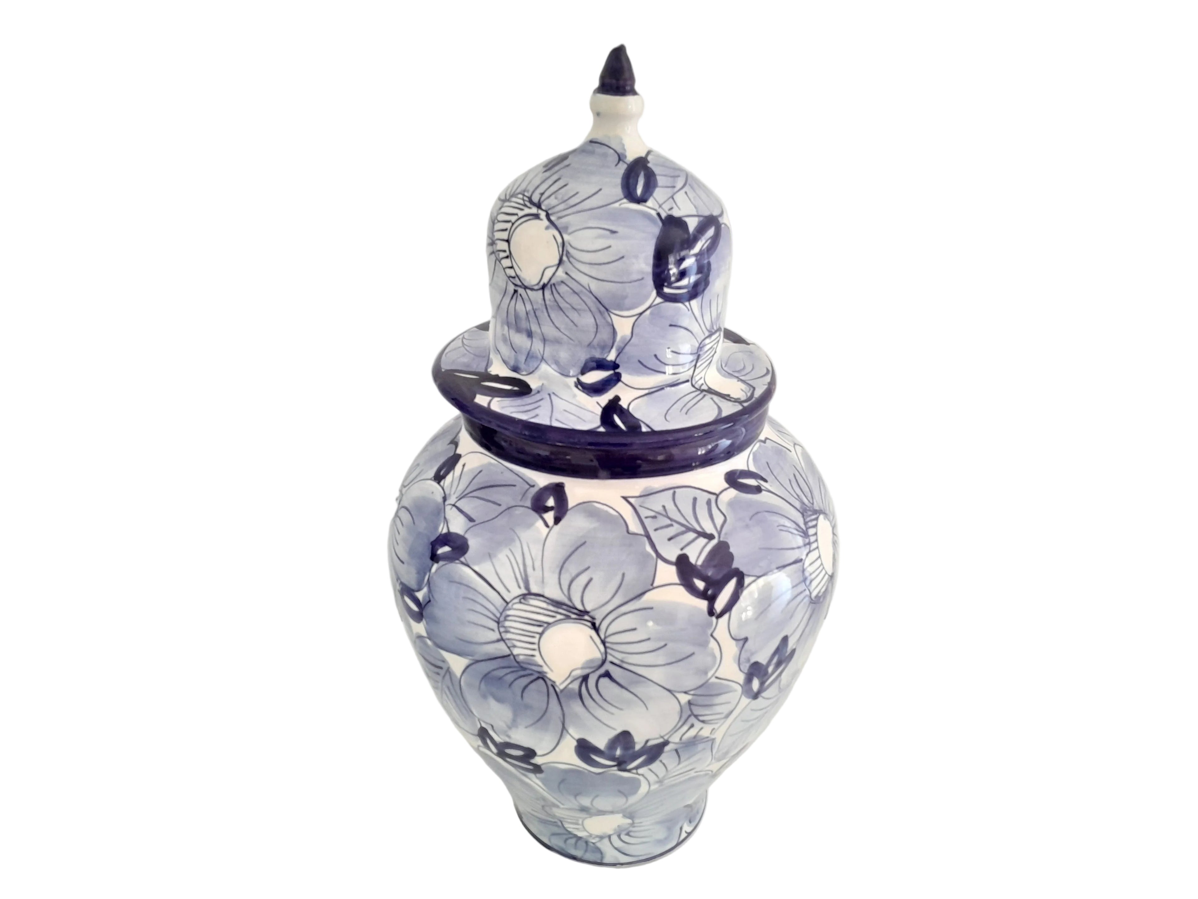 Pot vintage fleurs bleues- Ref 009