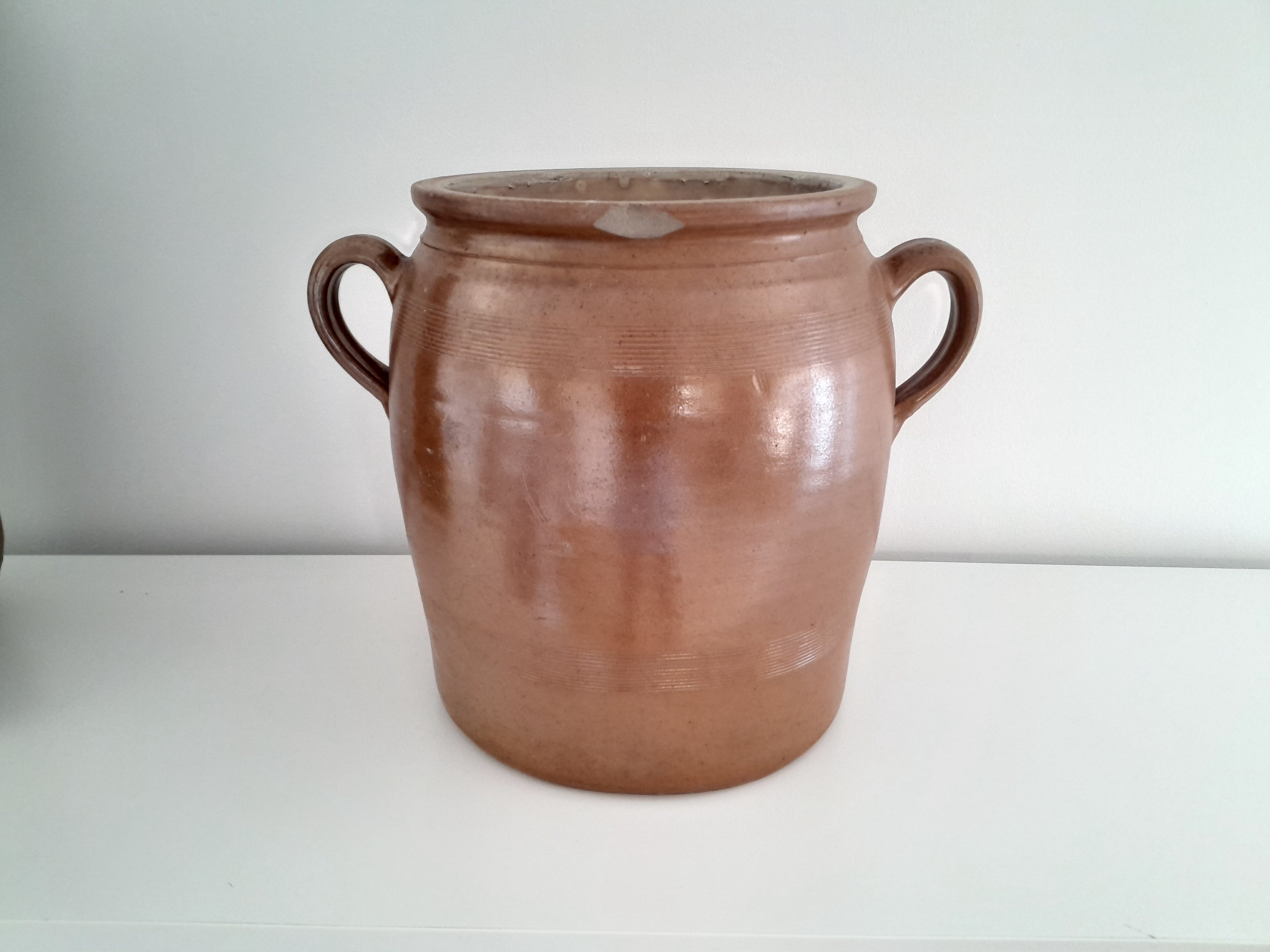 Pot à graisse en grès marron - Ref 017
