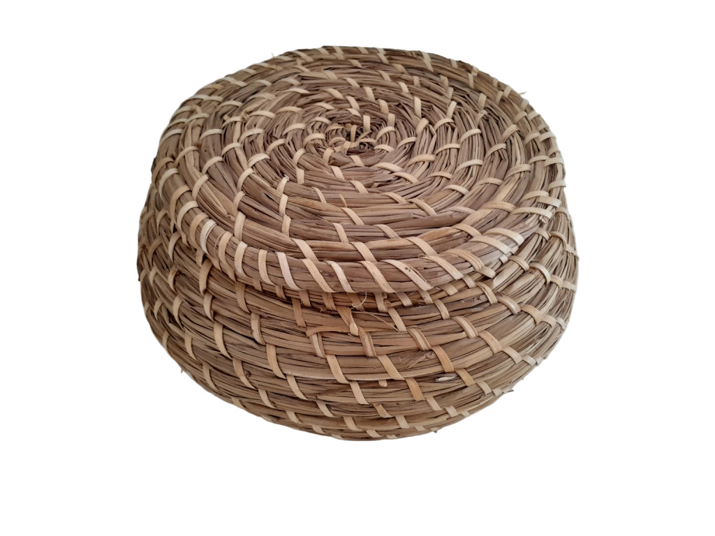 Panier en jonc de mer avec couvercle - Ref 027
