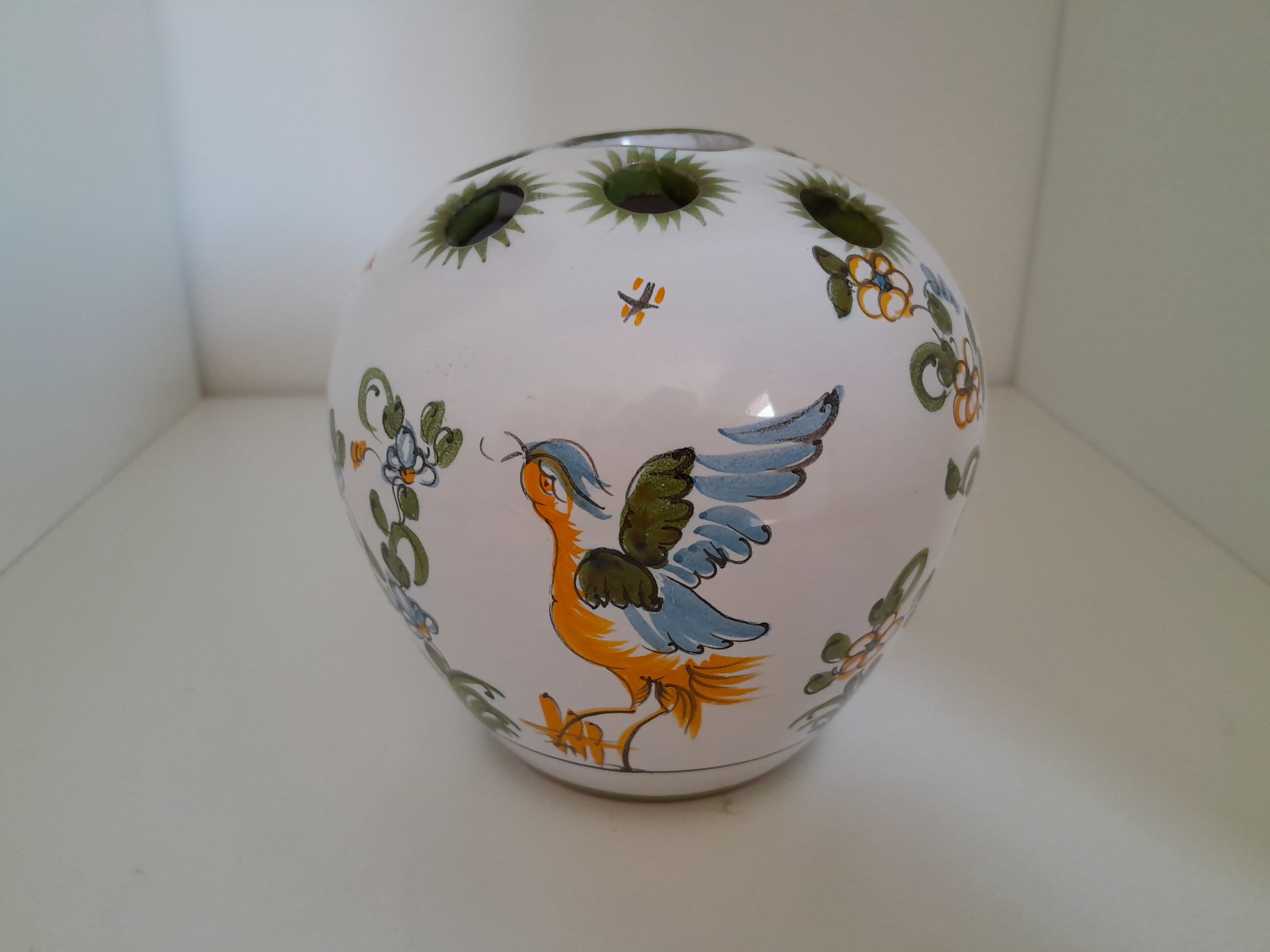 Vase pique-fleurs Moustiers vintage - Ref 031
