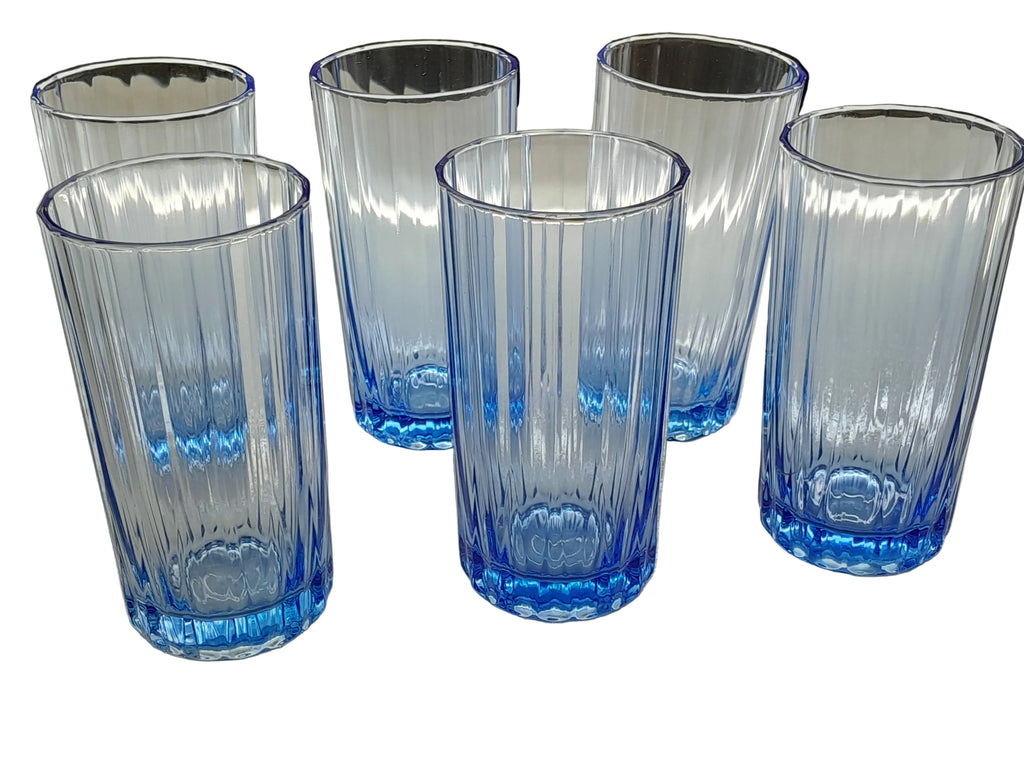 Lot 6 grands verres bleus table maison de vacances - Ref 040