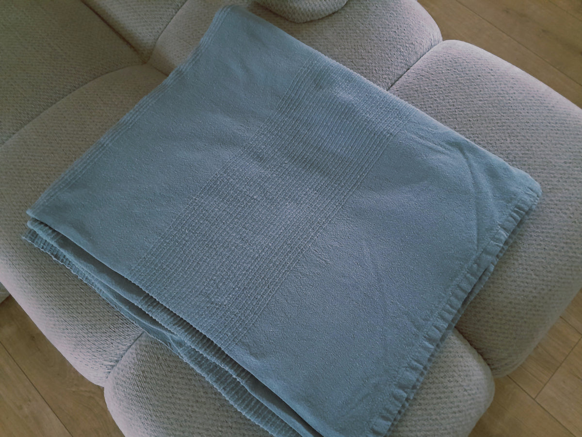 Plaid en coton couleur bleu céladon - Ref 056