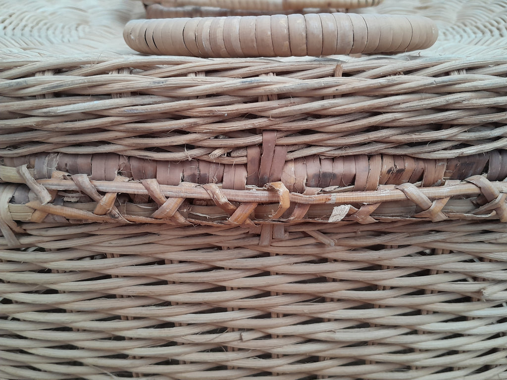 Panier en rotin et osier vintage - Ref 057