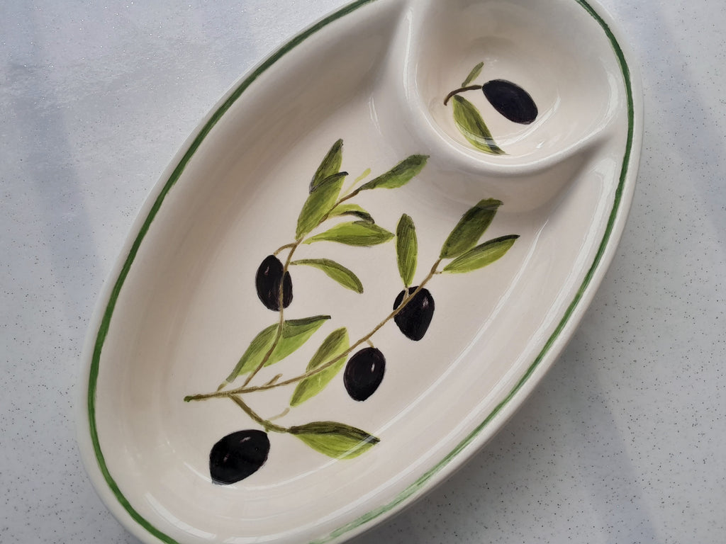 Plat en céramique décor olives - Ref 064