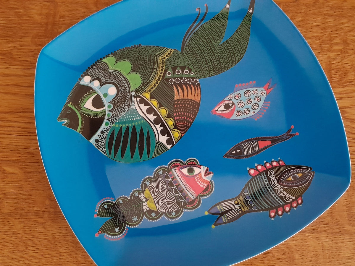 Plat en mélaminé Fragonard motifs poissons - Ref 070