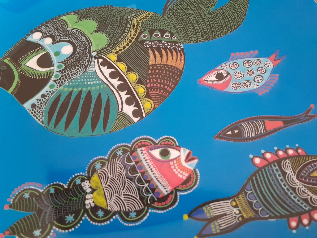 Plat en mélaminé Fragonard motifs poissons - Ref 070