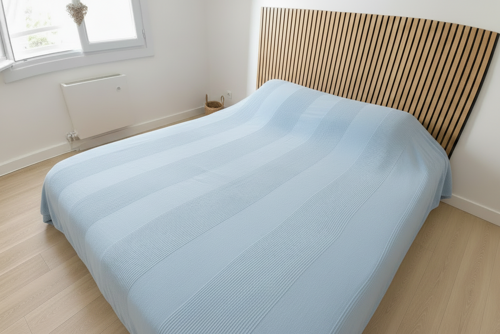 Plaid en coton couleur bleu céladon - Ref 056